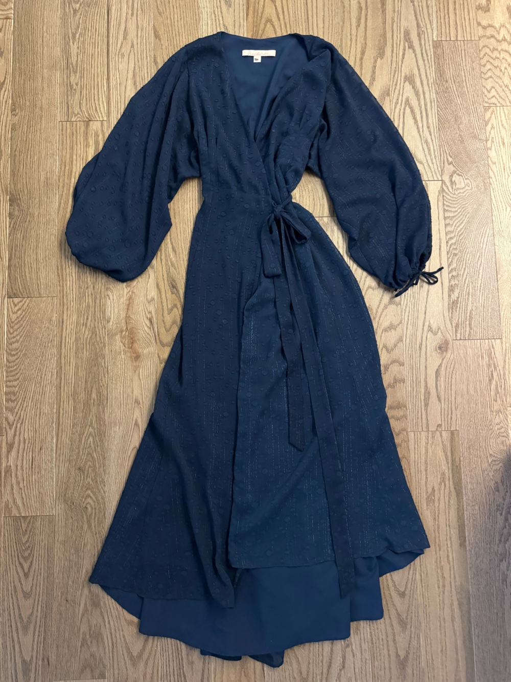Hutch Navy Maxi Wrap Dress with Puff Sleeves